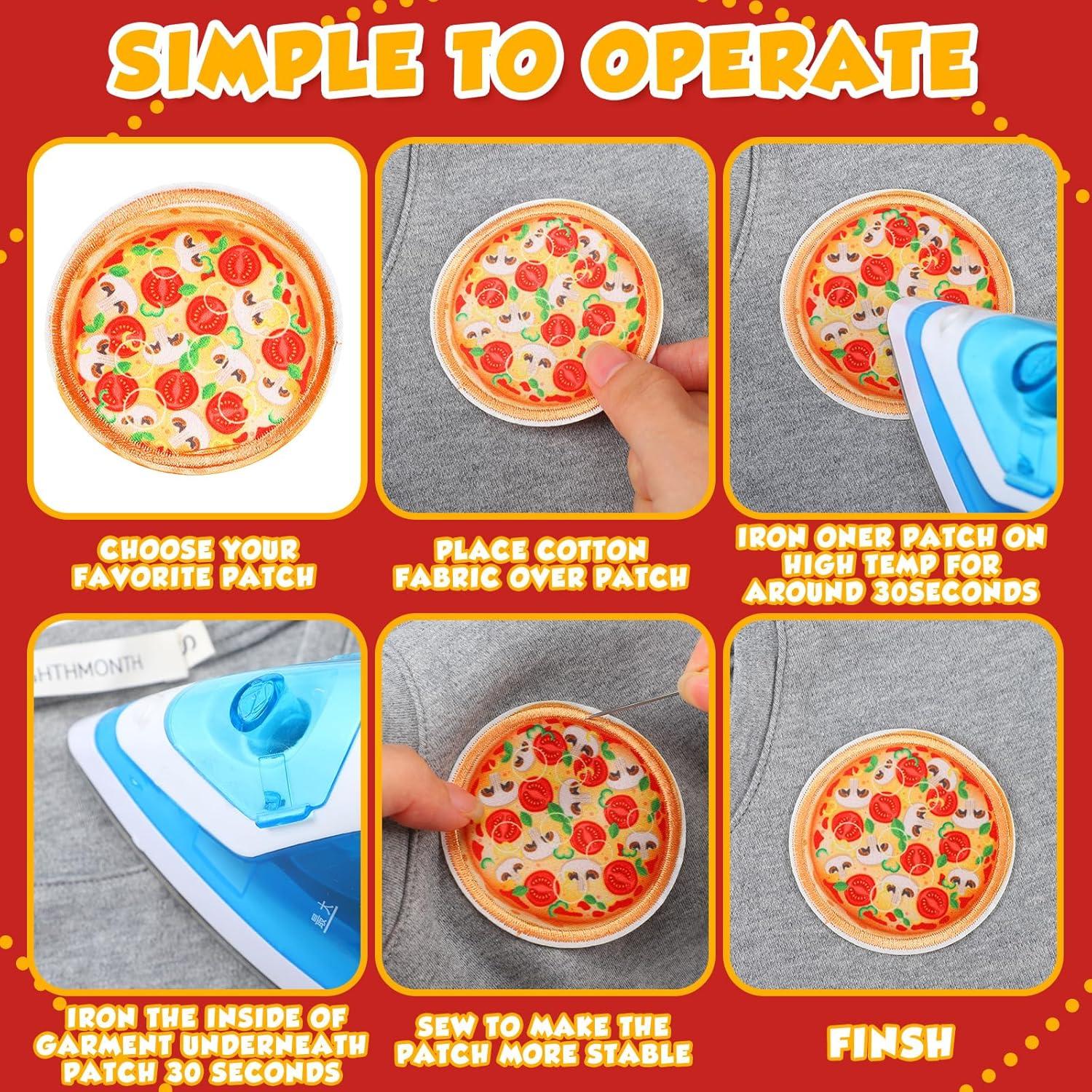 Parches Bordados Tigeen 48 Pcs para Planchar - Estilo Pizza