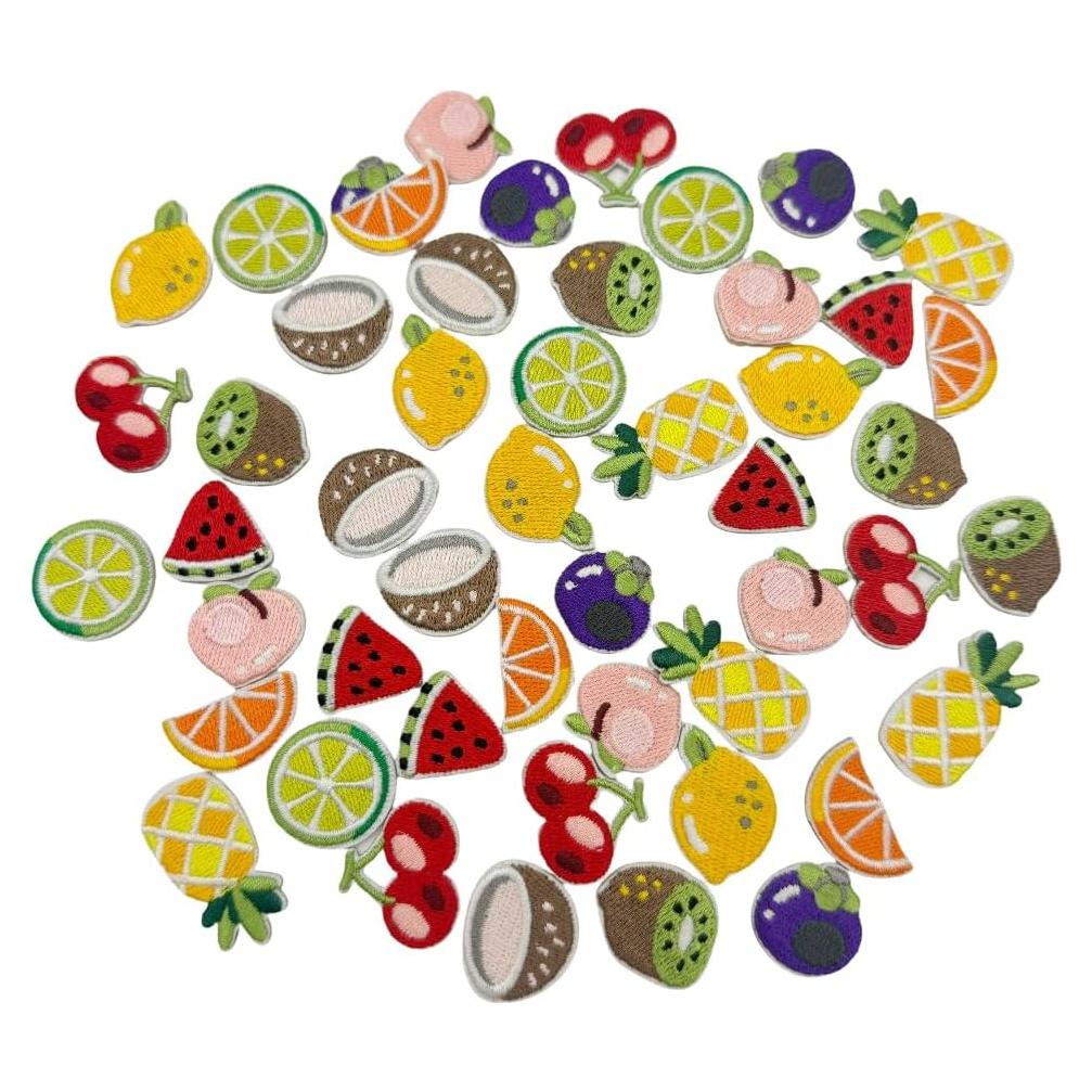 50 Piezas Parches Bordados de Frutas Urier para Planchar
