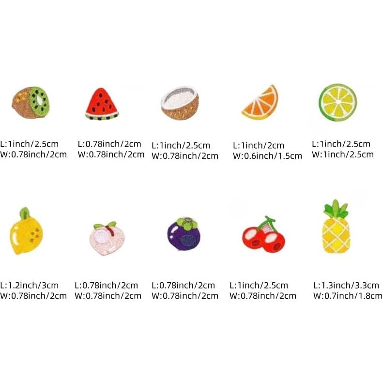 50 Piezas Parches Bordados de Frutas Urier para Planchar
