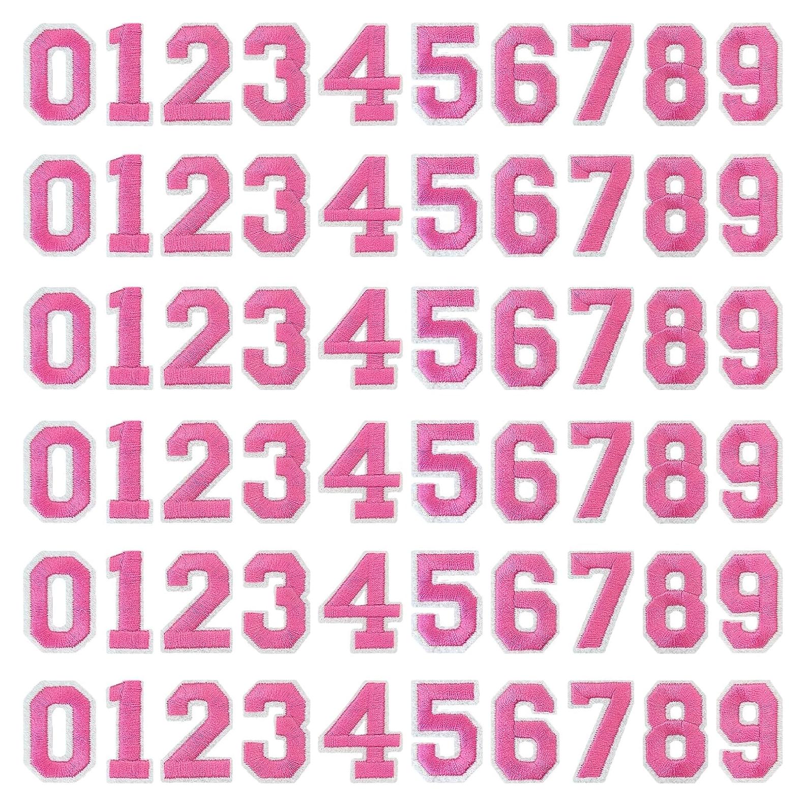 Parches de Números Rosa J.CARP 60 Pcs para Planchar o Coser