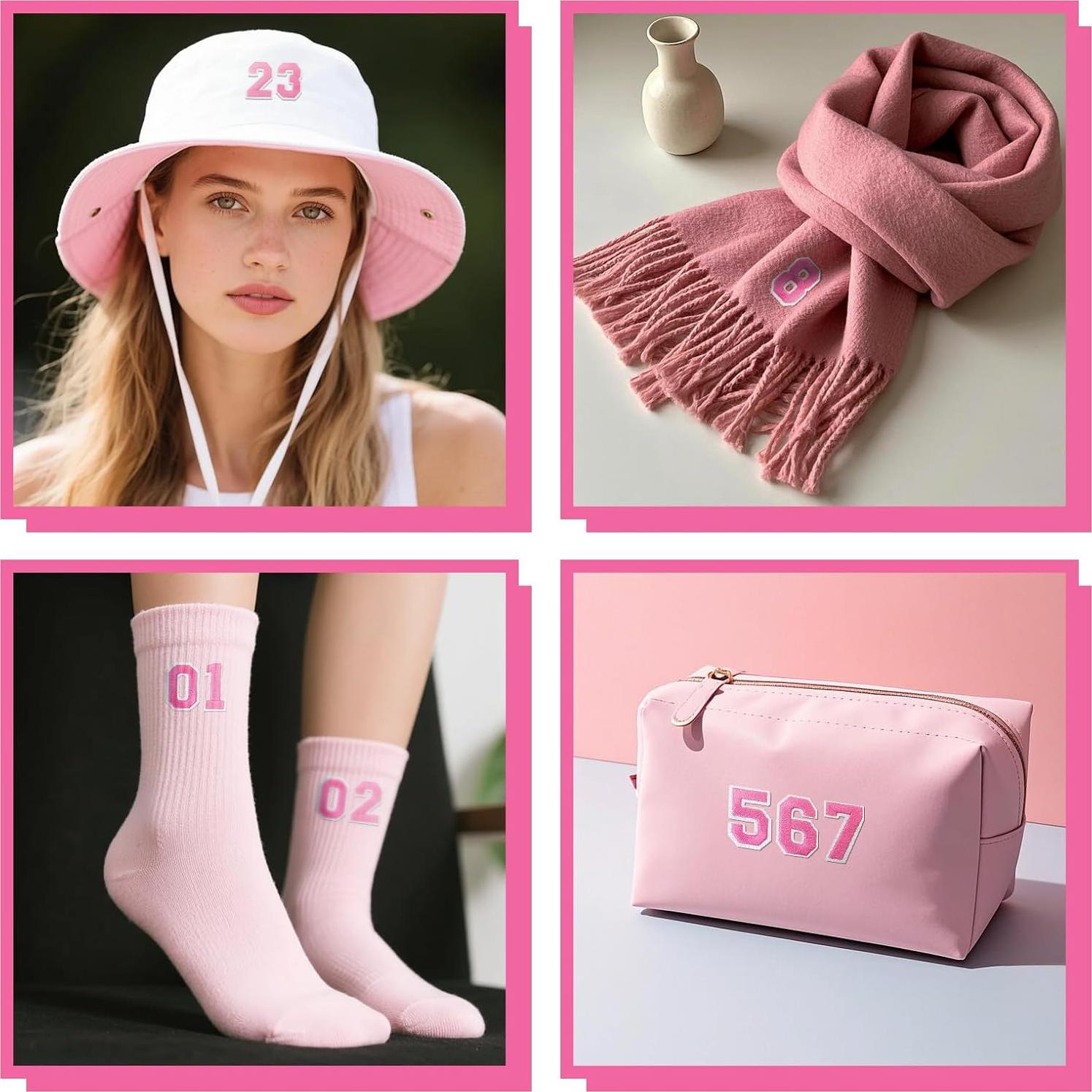 Parches de Números Rosa J.CARP 60 Pcs para Planchar o Coser