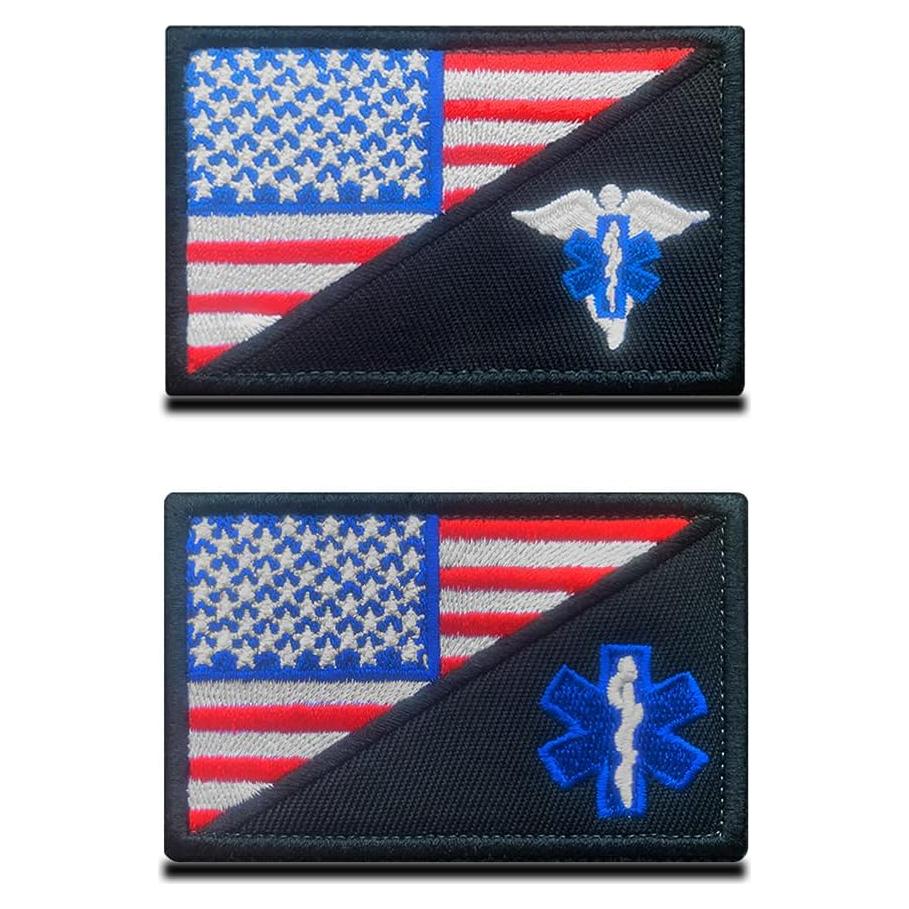 Juego de 2 Parches Bordados EMT EMS Zcketo 8x5cm Velcro