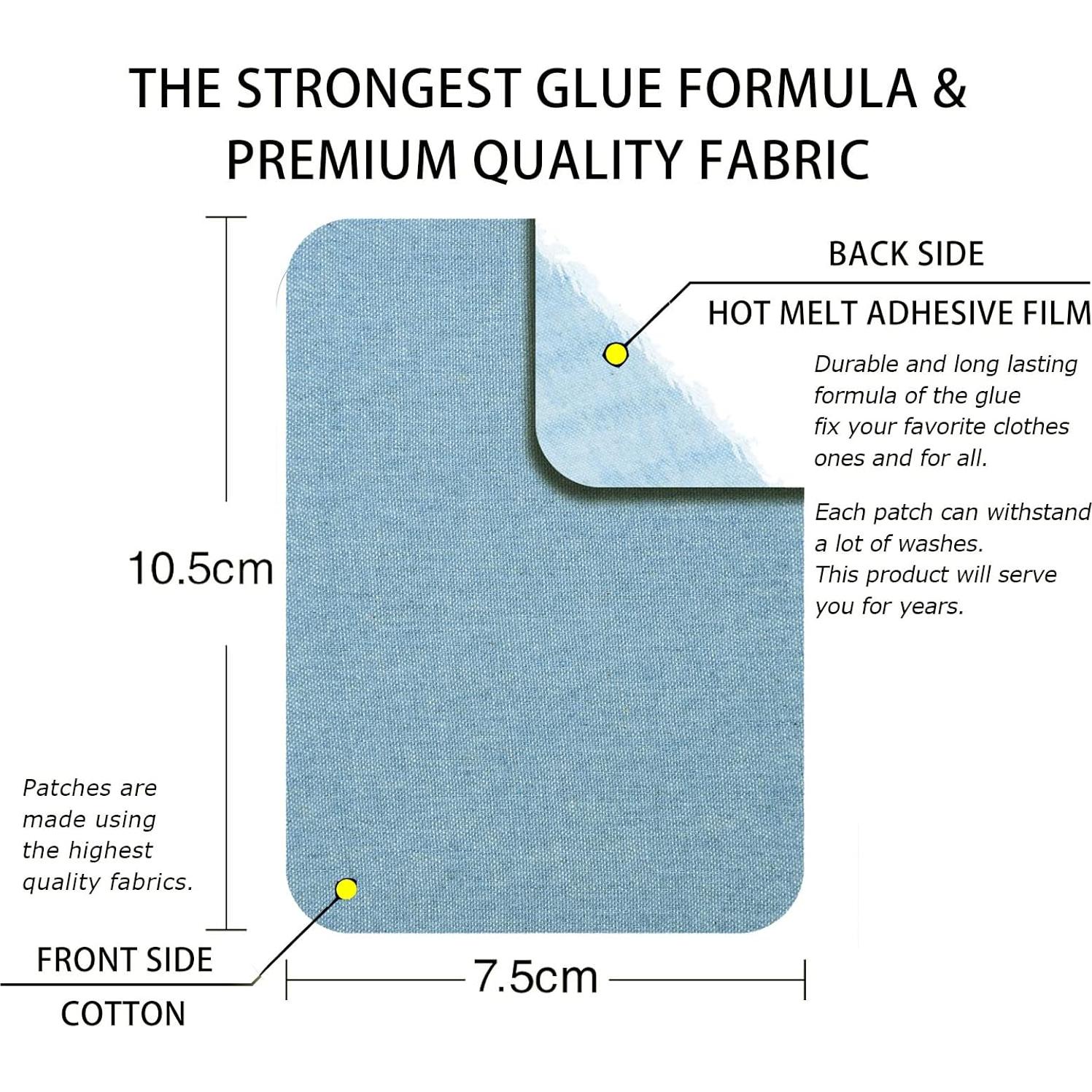 12 Parches de Tela Plancheables Guokuai Azul Claro 7.5x10.5cm