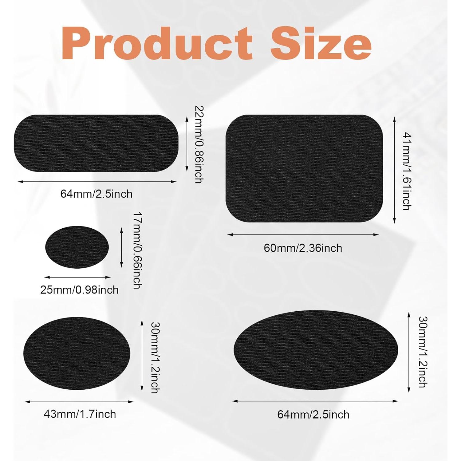 5 Parches de Reparación Autoadhesivos Nylon Negro 5 Tamaños