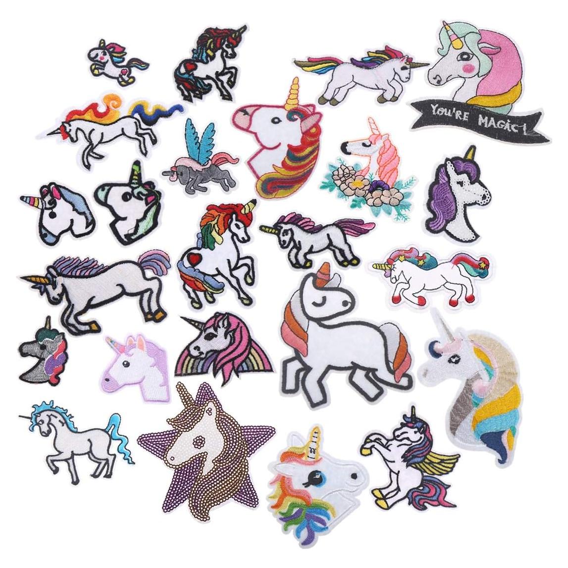 24 Parches Bordados Unicornio Arcoíris CCINEE para Ropa