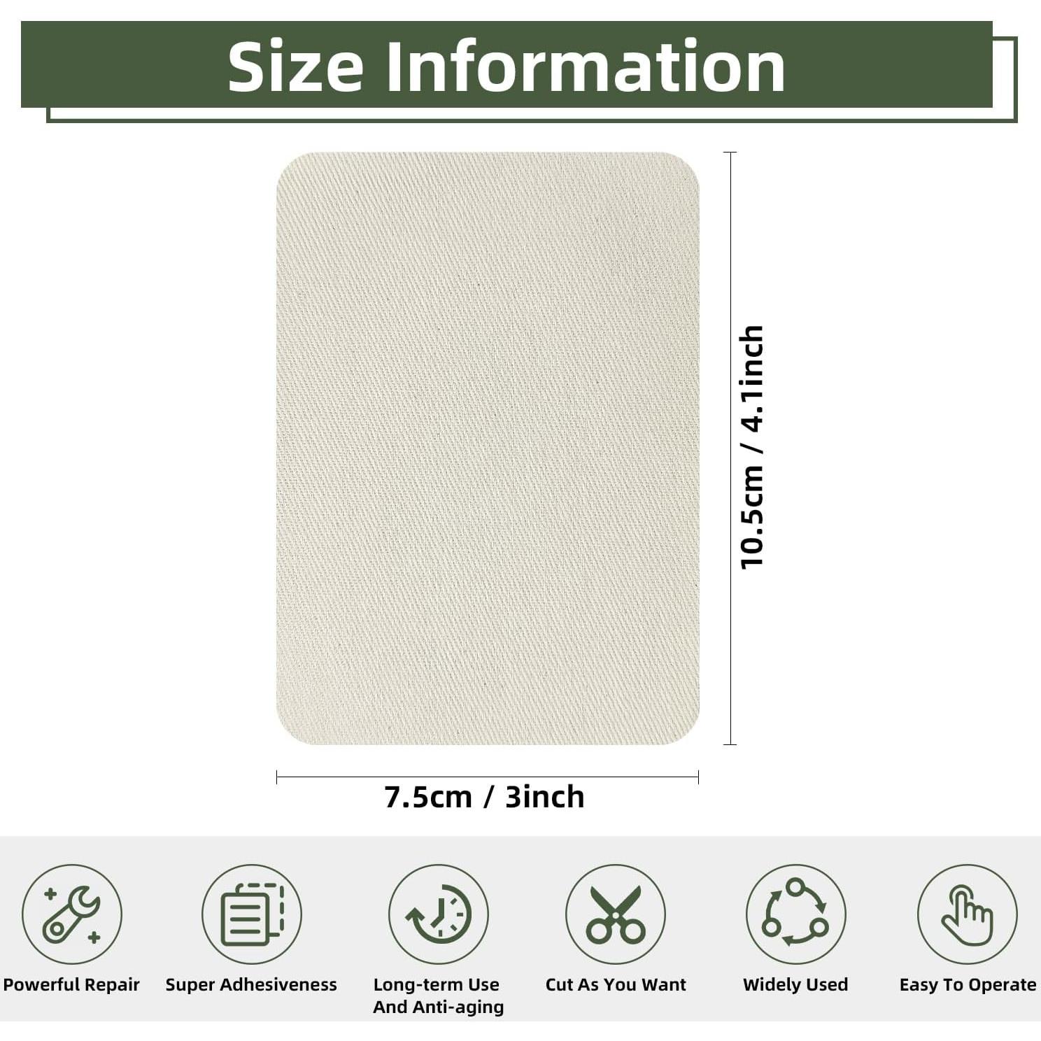 12 Parches Termoadhesivos ZESION 100% Algodón Beige 7.5x10.5cm