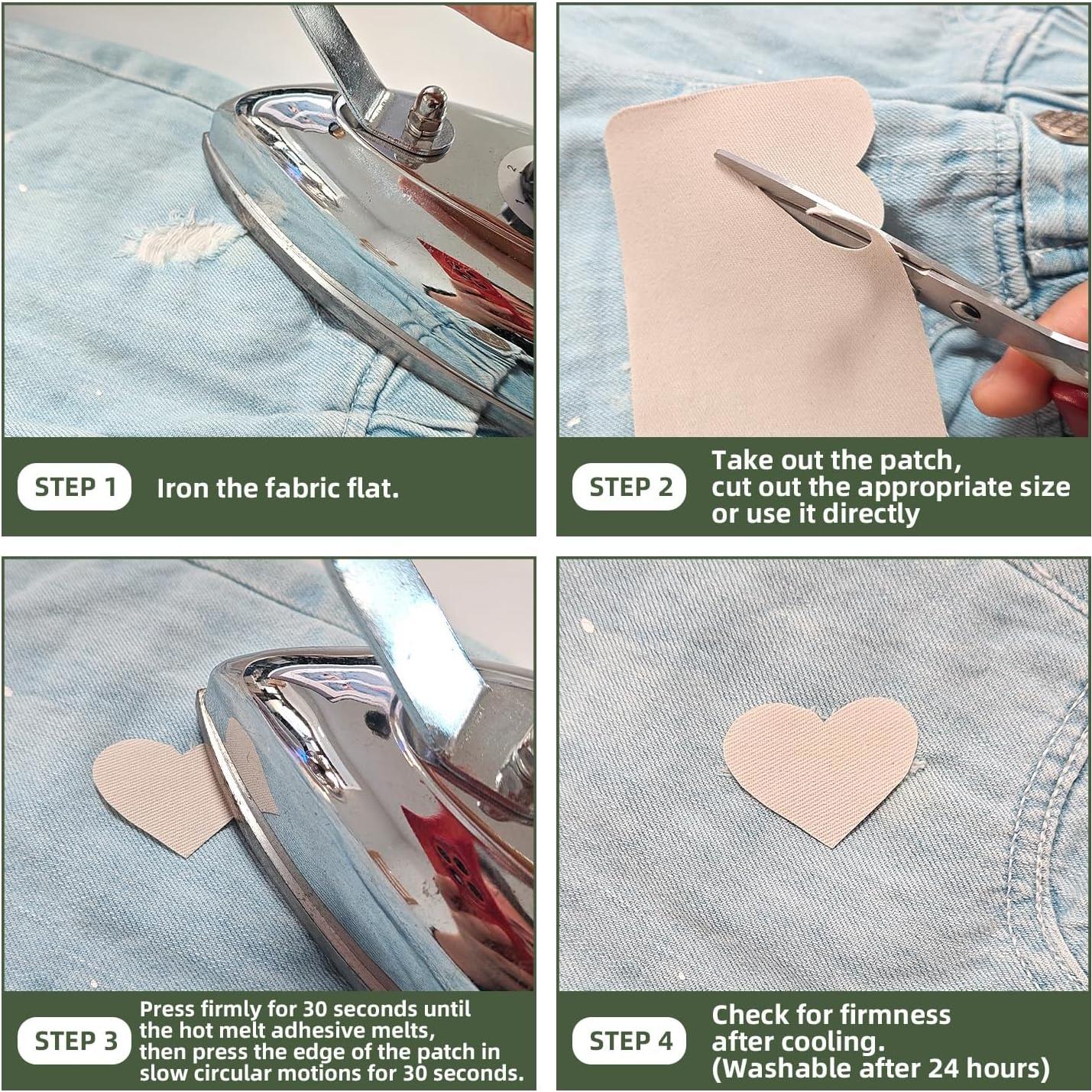 12 Parches Termoadhesivos ZESION 100% Algodón Beige 7.5x10.5cm