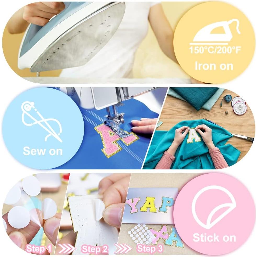 6 Piezas Parche de Letras Chenille 7.6 cm HEKOOLA para Ropa