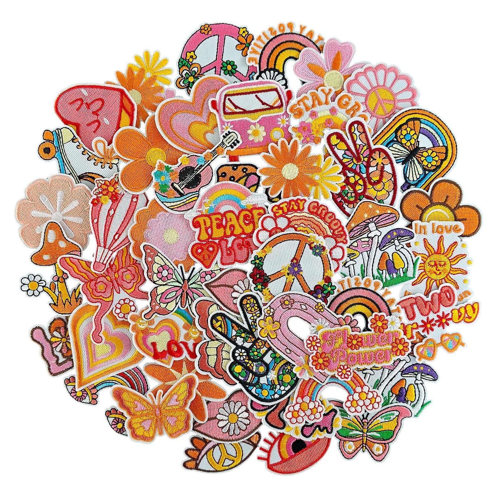 Parches Hippie Vintage para Planchar GUYI - 48 Piezas Coloridas