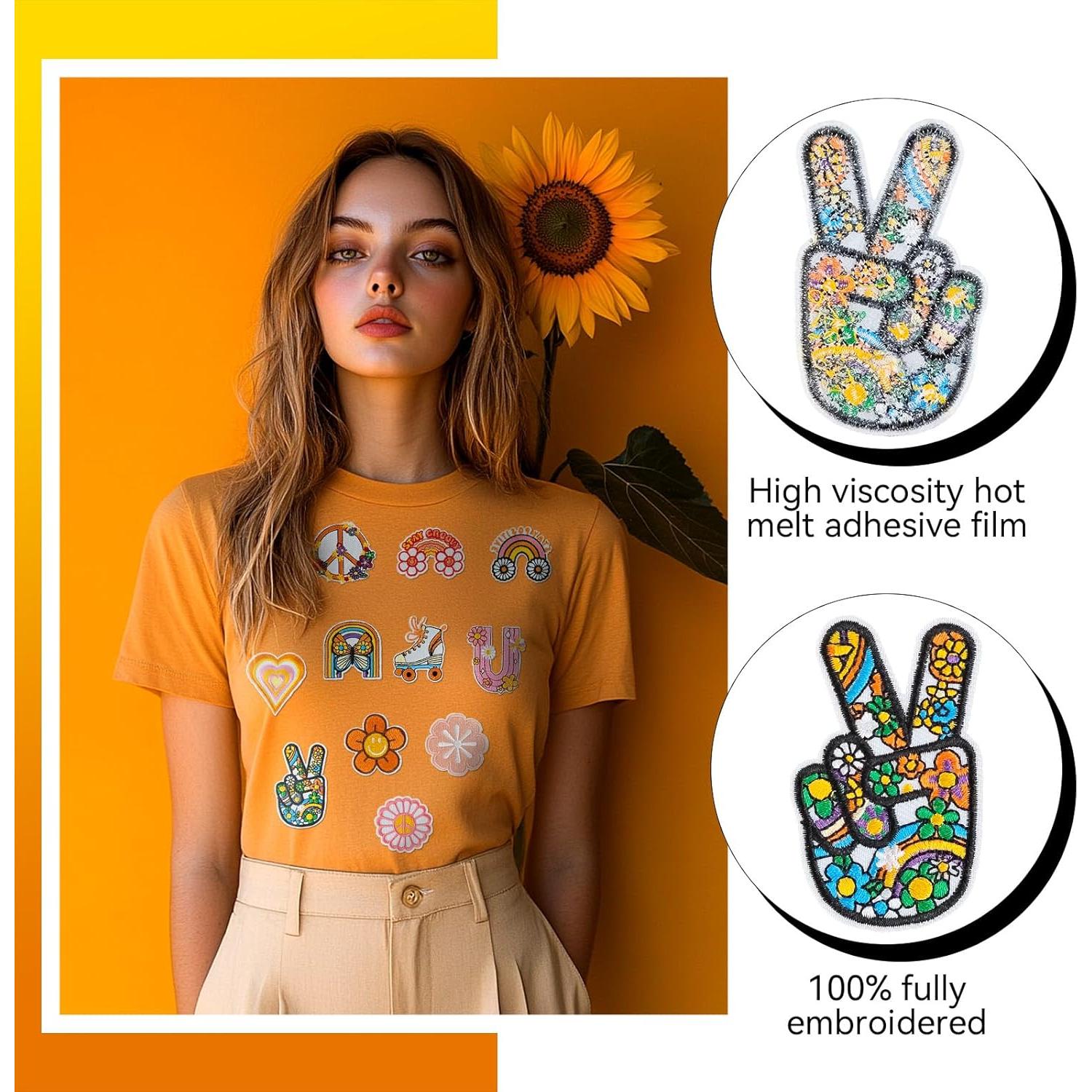 Parches Hippie Vintage para Planchar GUYI - 48 Piezas Coloridas