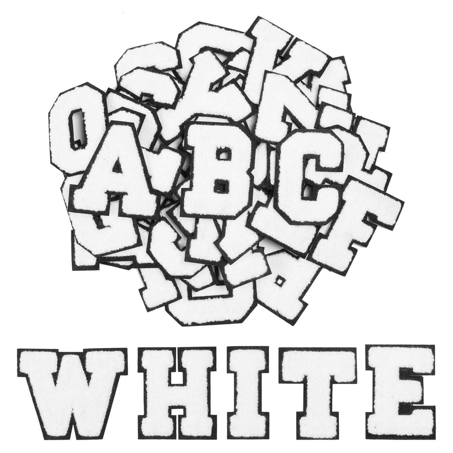 HTVRONT 52 Piezas Letras Chenille Blancas para Planchar A-Z