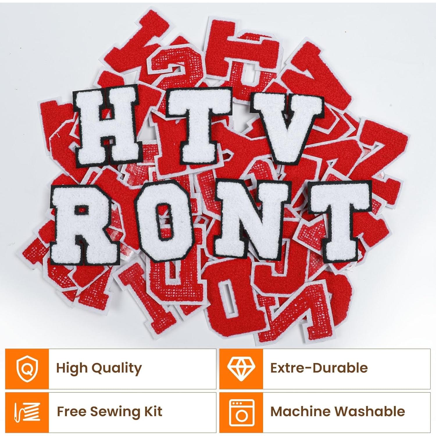 HTVRONT 52 Piezas Letras Chenille Blancas para Planchar A-Z