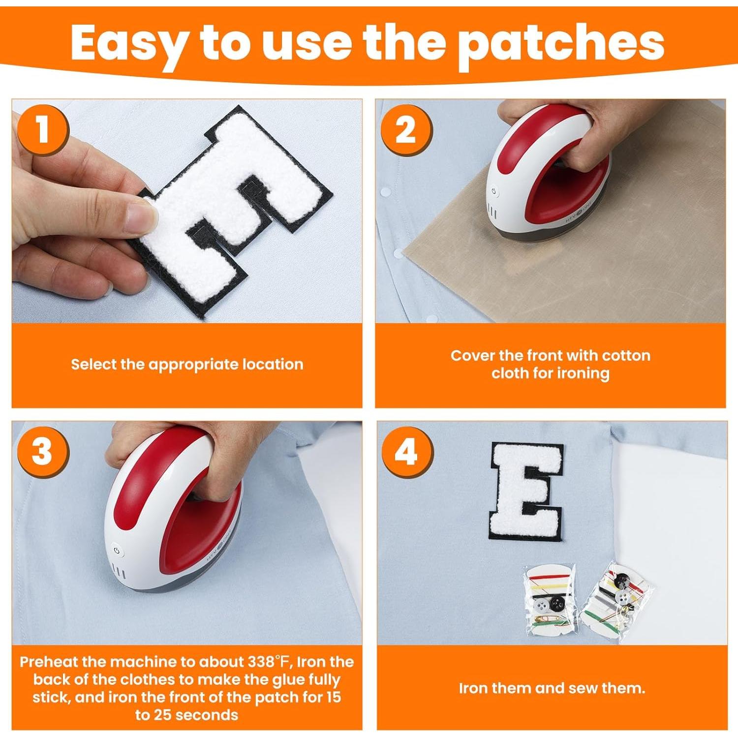 HTVRONT 52 Piezas Letras Chenille Blancas para Planchar A-Z