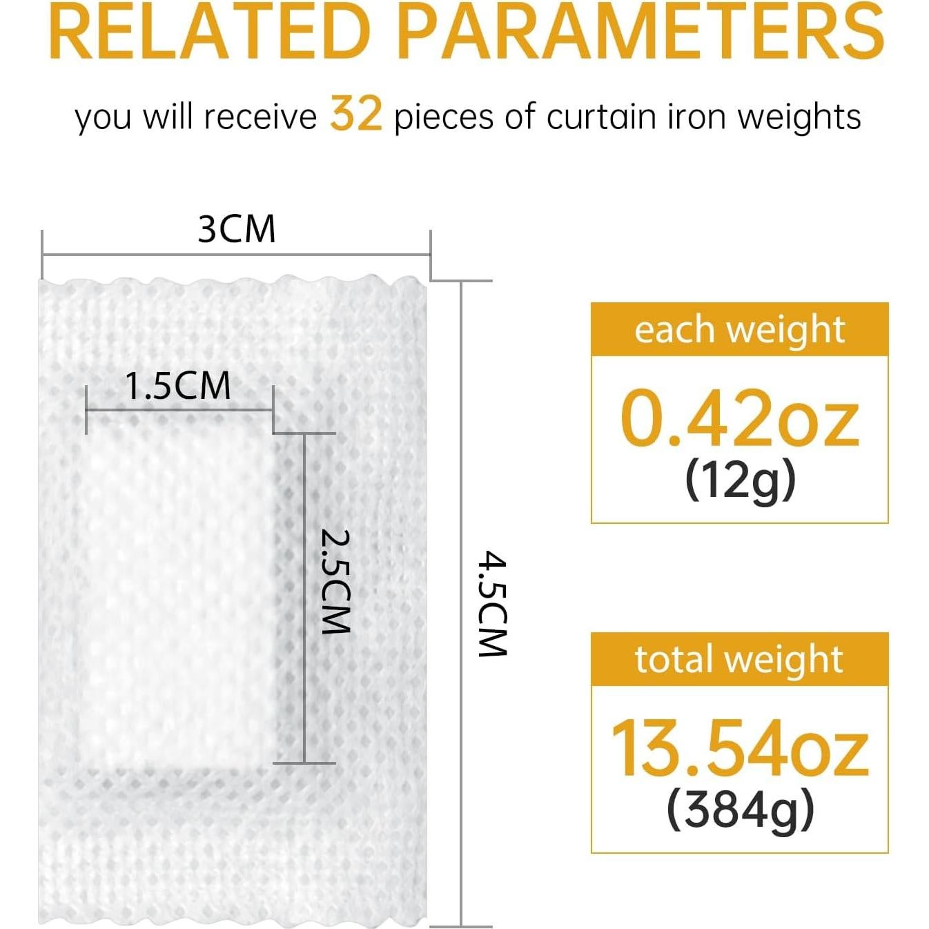 32 Pesas de Hierro para Cortinas LAIPART 12g - Accesorios de Oficina