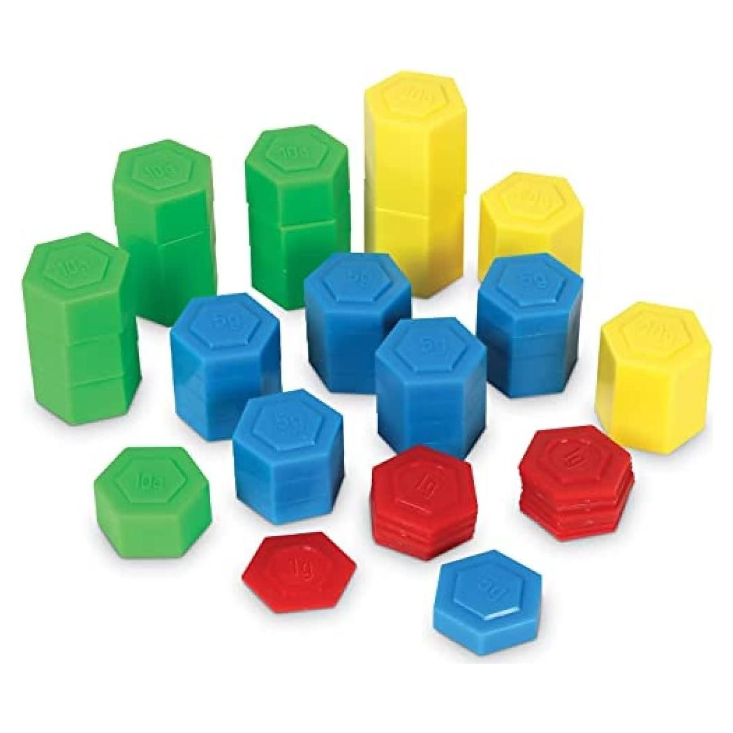 Conjunto de Pesas Métricas Hexagonales Recursos de Aprendizaje - 54 Piezas