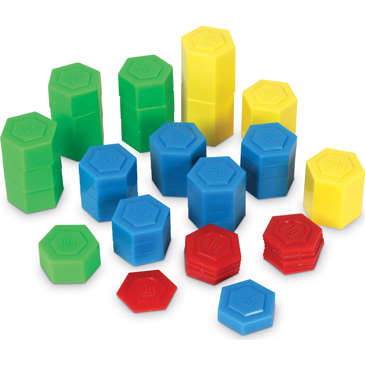 Conjunto de Pesas Métricas Hexagonales Recursos de Aprendizaje - 54 Piezas