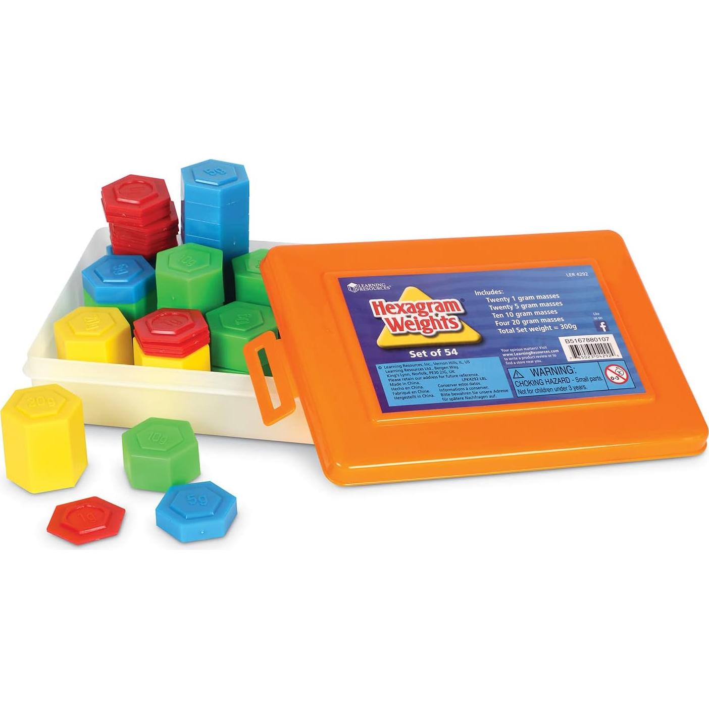 Conjunto de Pesas Métricas Hexagonales Recursos de Aprendizaje - 54 Piezas