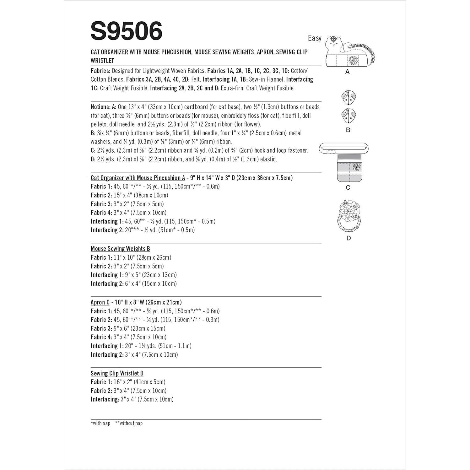 Kit de Costura Temático Gato y Ratón Simplicity - Incluye Delantal y Muñequera