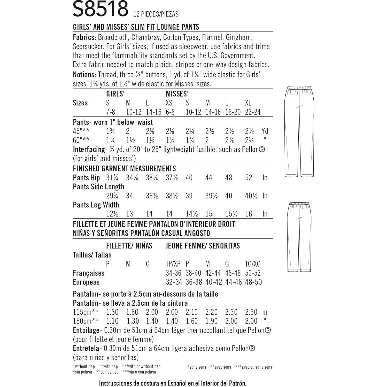 Patrón de Costura Simplicity Creative Corp SS8518A S-L