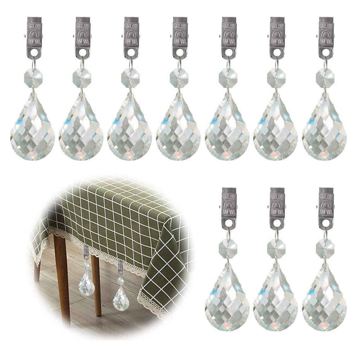 Juego de Pesas para Manteles Glarks, 10 Pcs Cristal AB