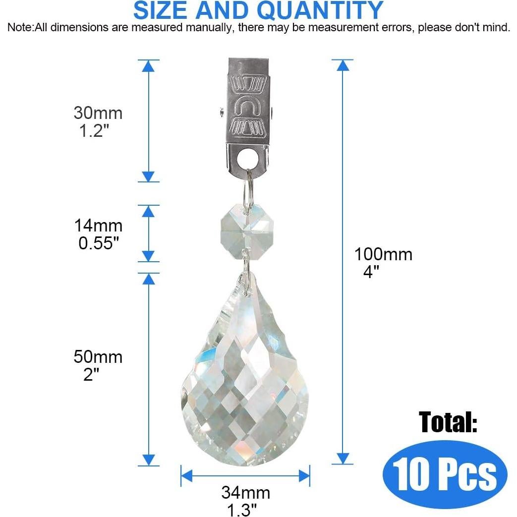 Juego de Pesas para Manteles Glarks, 10 Pcs Cristal AB