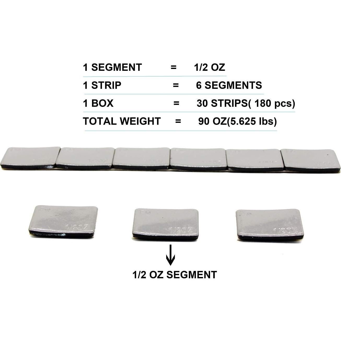 Pesas de Rueda Adhesivas ACCRETION 12 Oz Gris - 24 Piezas