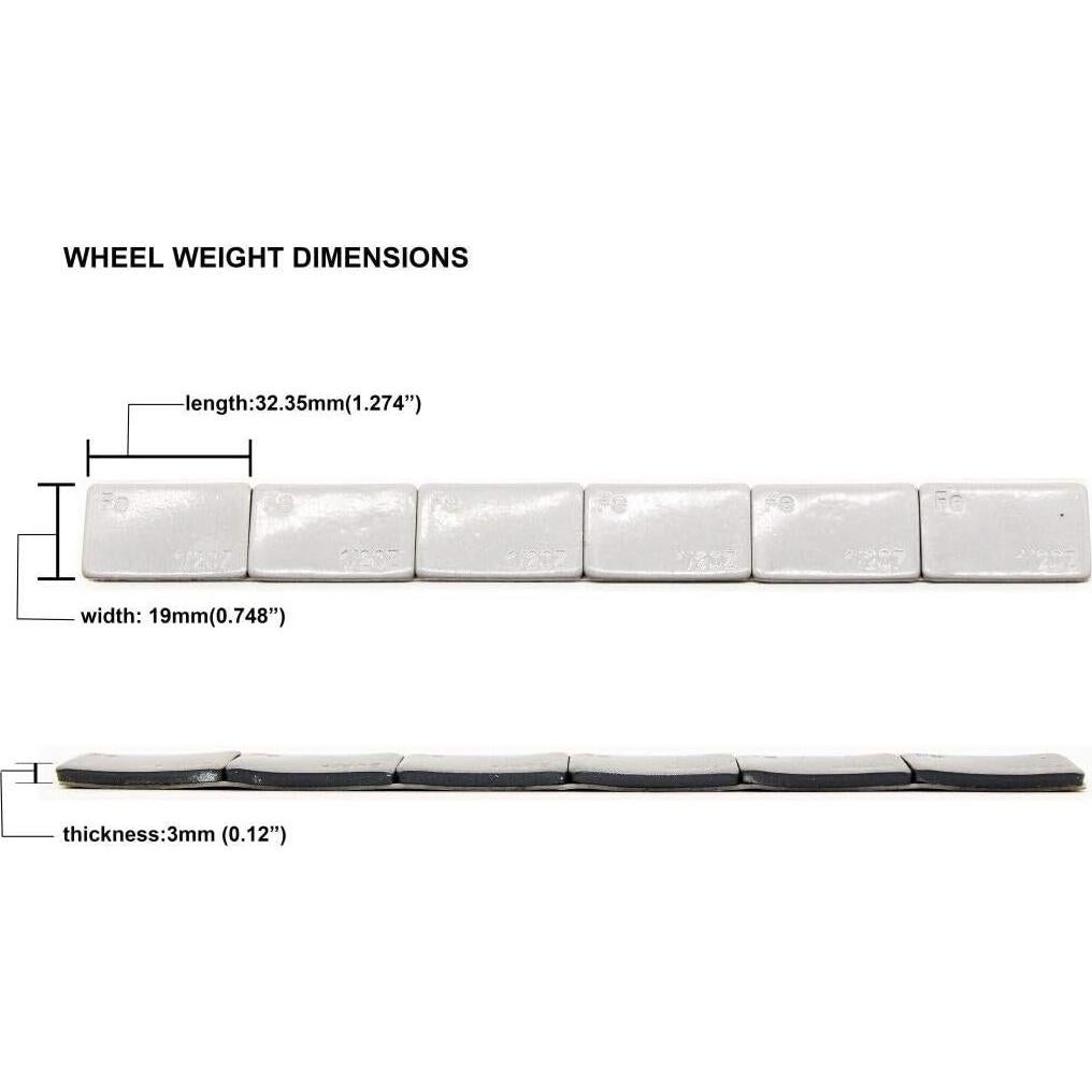 Pesas de Rueda Adhesivas ACCRETION 12 Oz Gris - 24 Piezas