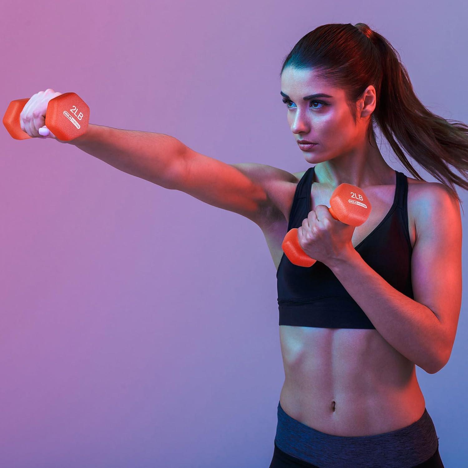 Juego de Pesas de Neopreno 30 kg HolaHatha con Soporte Multicolor