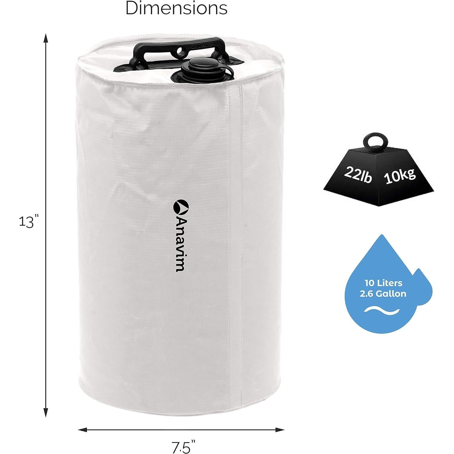Bolsa de Pesas de Agua Anavim para Canopy Plegable 9.5L Blanca