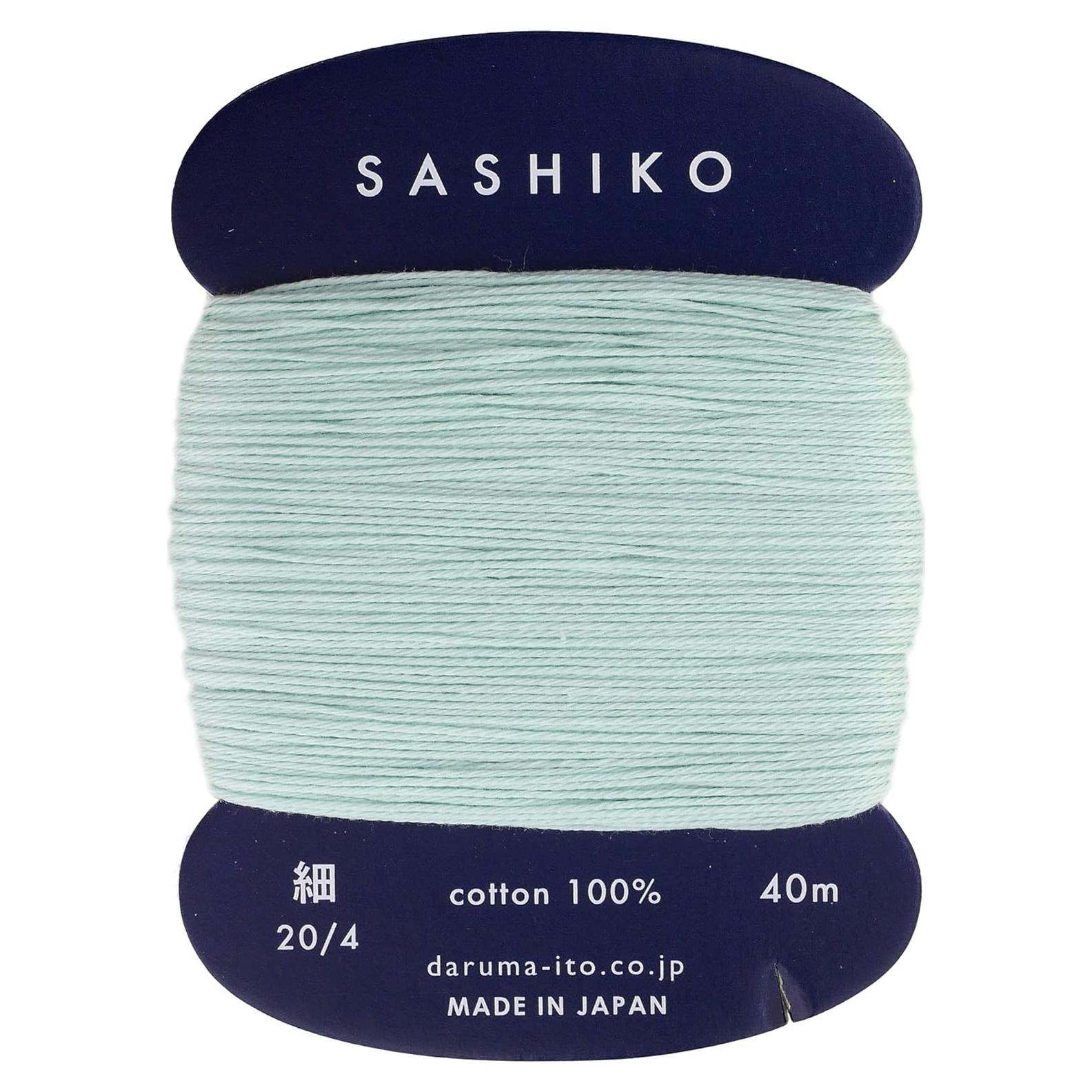 Hilo Sashiko Daruma 40m Delgado Color Menta Bordado Japonés