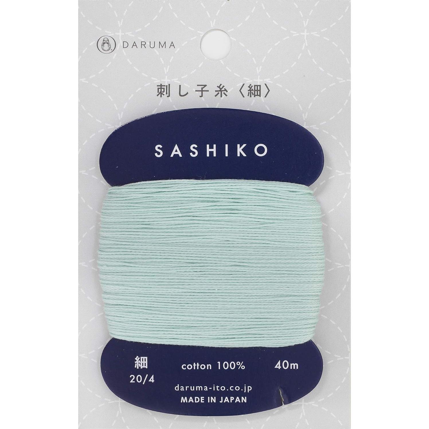 Hilo Sashiko Daruma 40m Delgado Color Menta Bordado Japonés