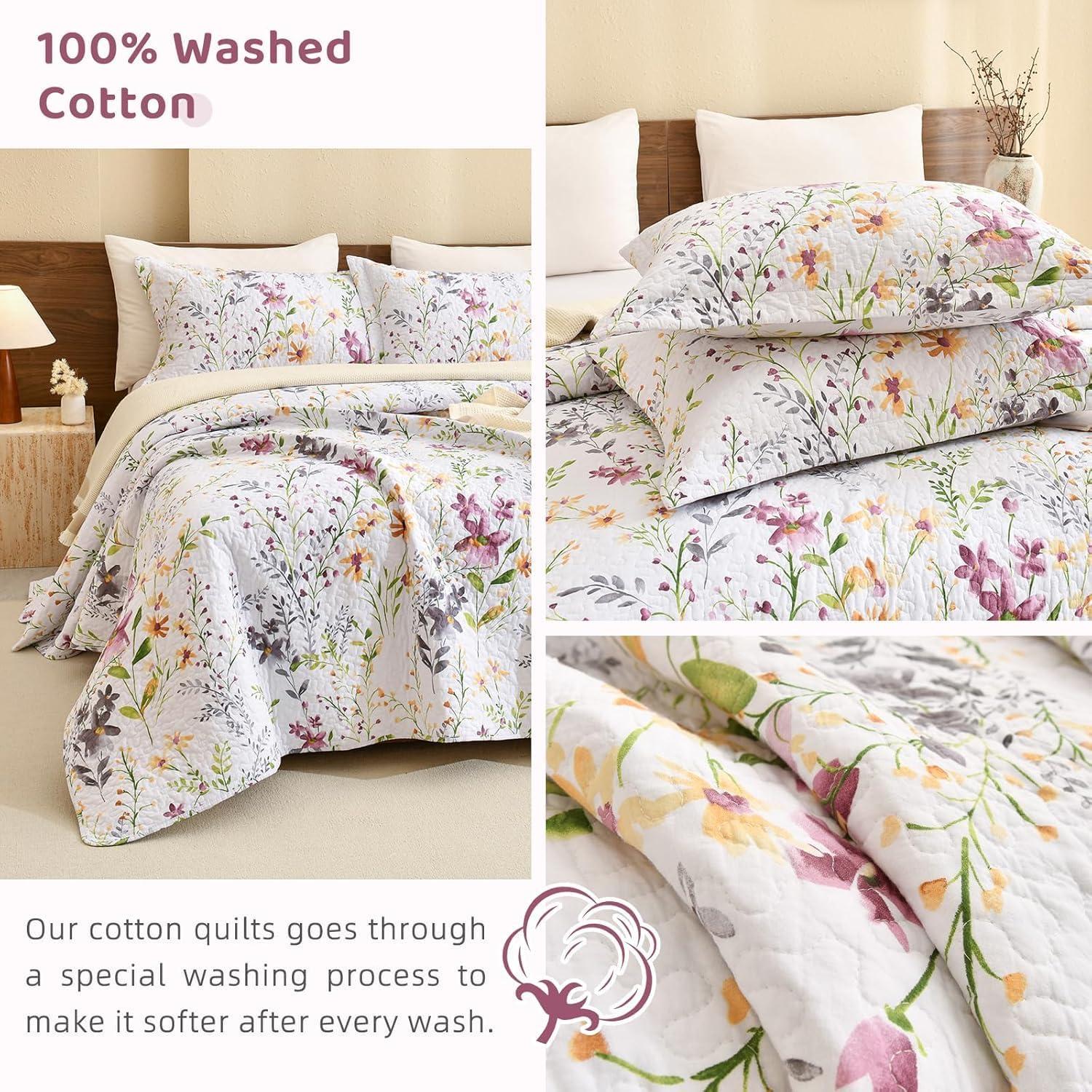 Juego de Ropa de Cama Sanracie 3 Piezas Algodón Floral King