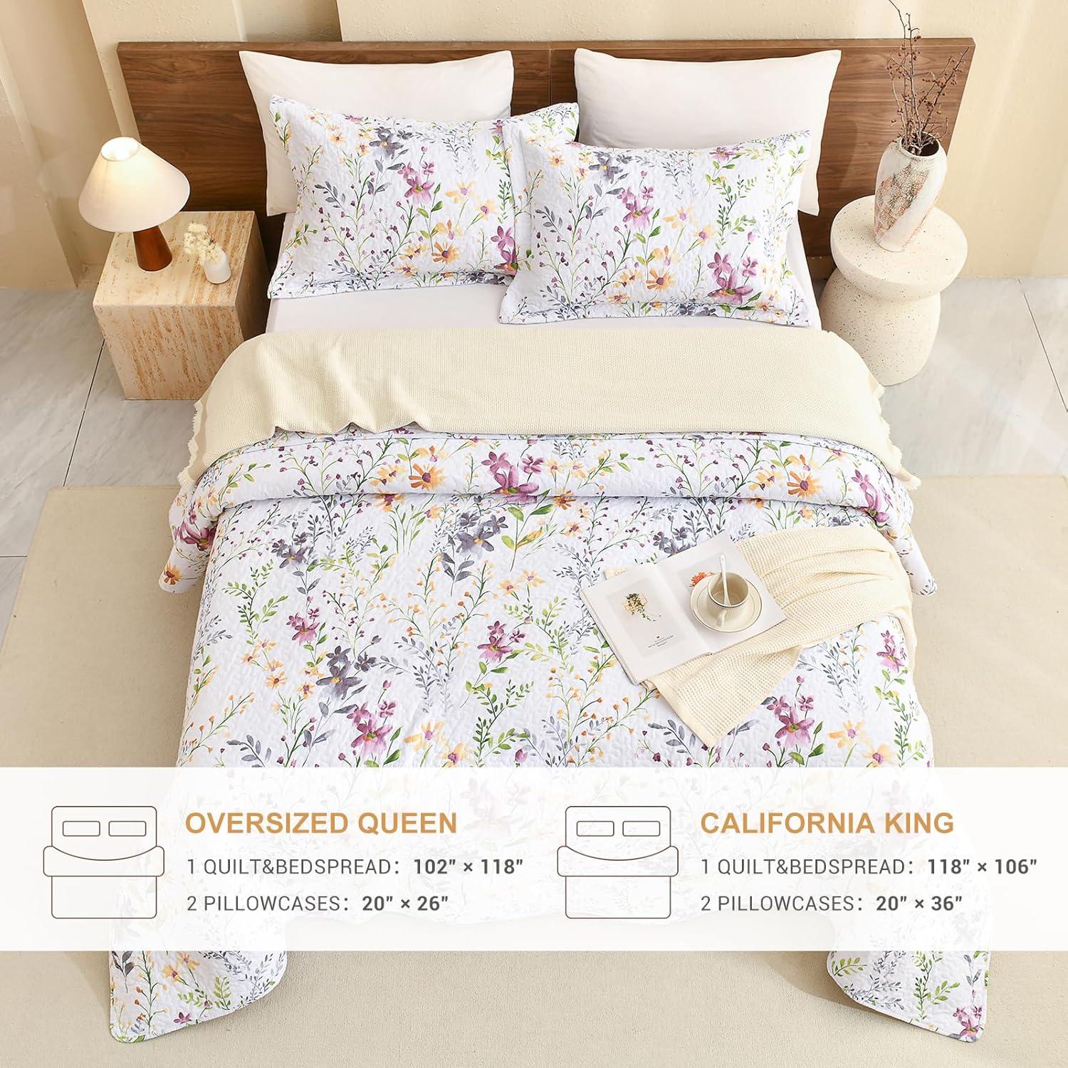 Juego de Ropa de Cama Sanracie 3 Piezas Algodón Floral King