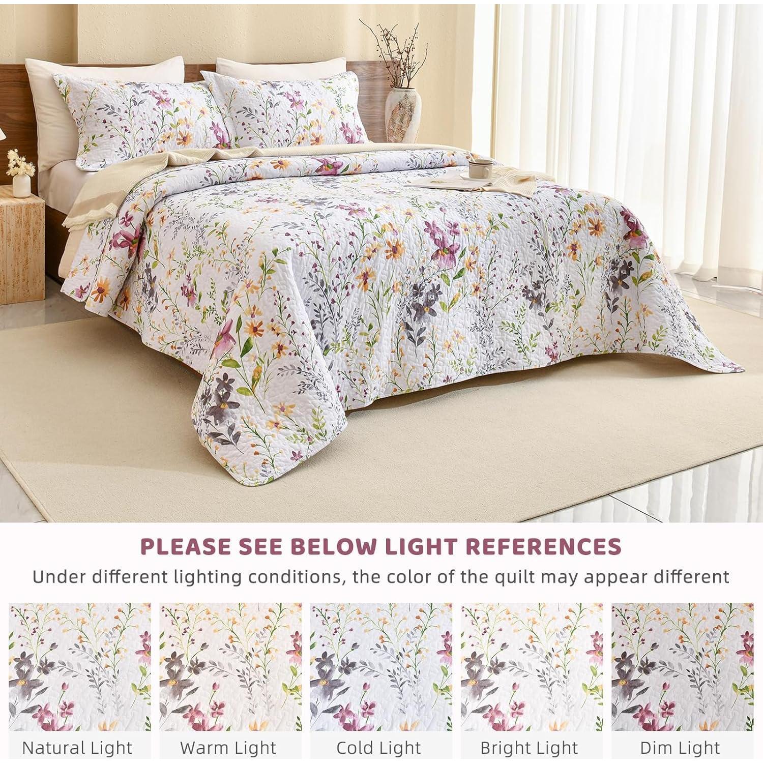 Juego de Ropa de Cama Sanracie 3 Piezas Algodón Floral King