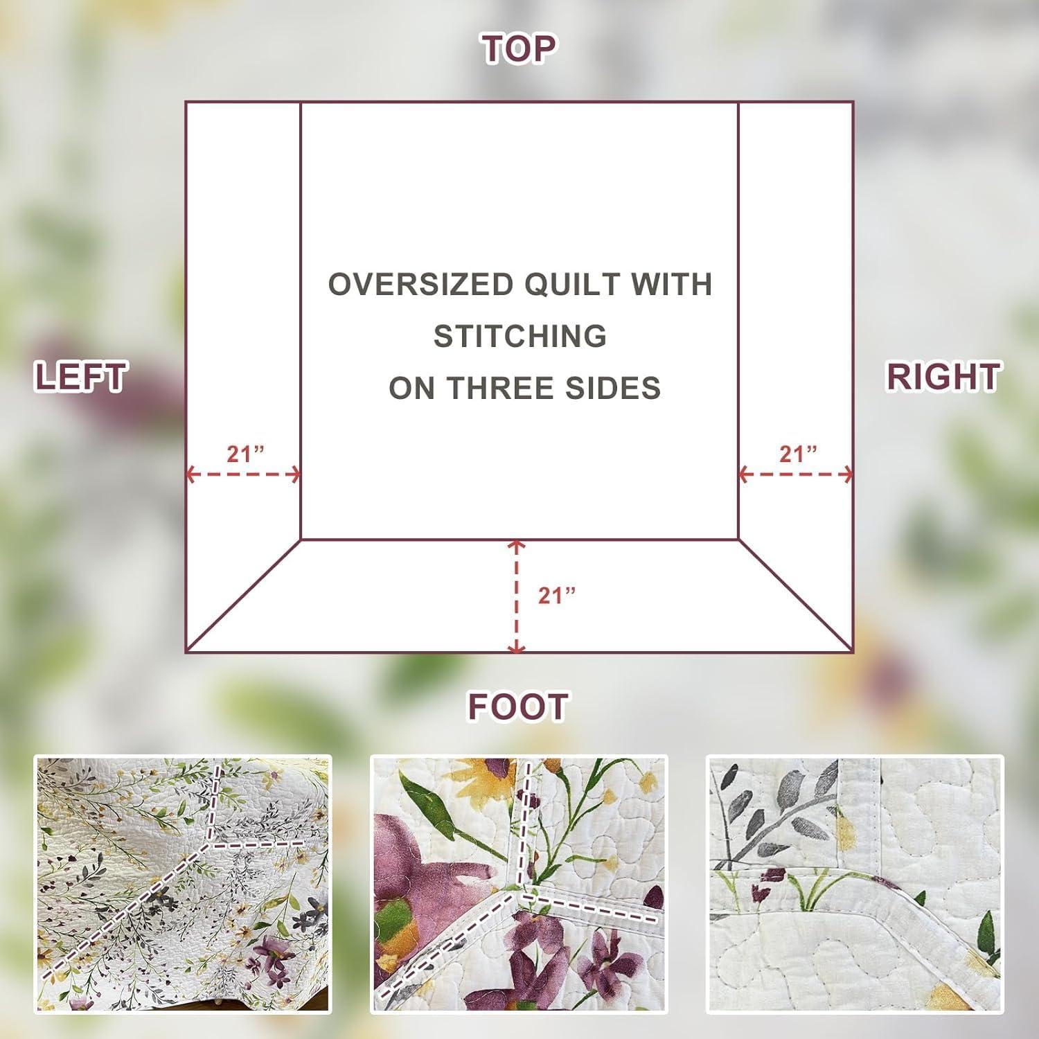 Juego de Ropa de Cama Sanracie 3 Piezas Algodón Floral King