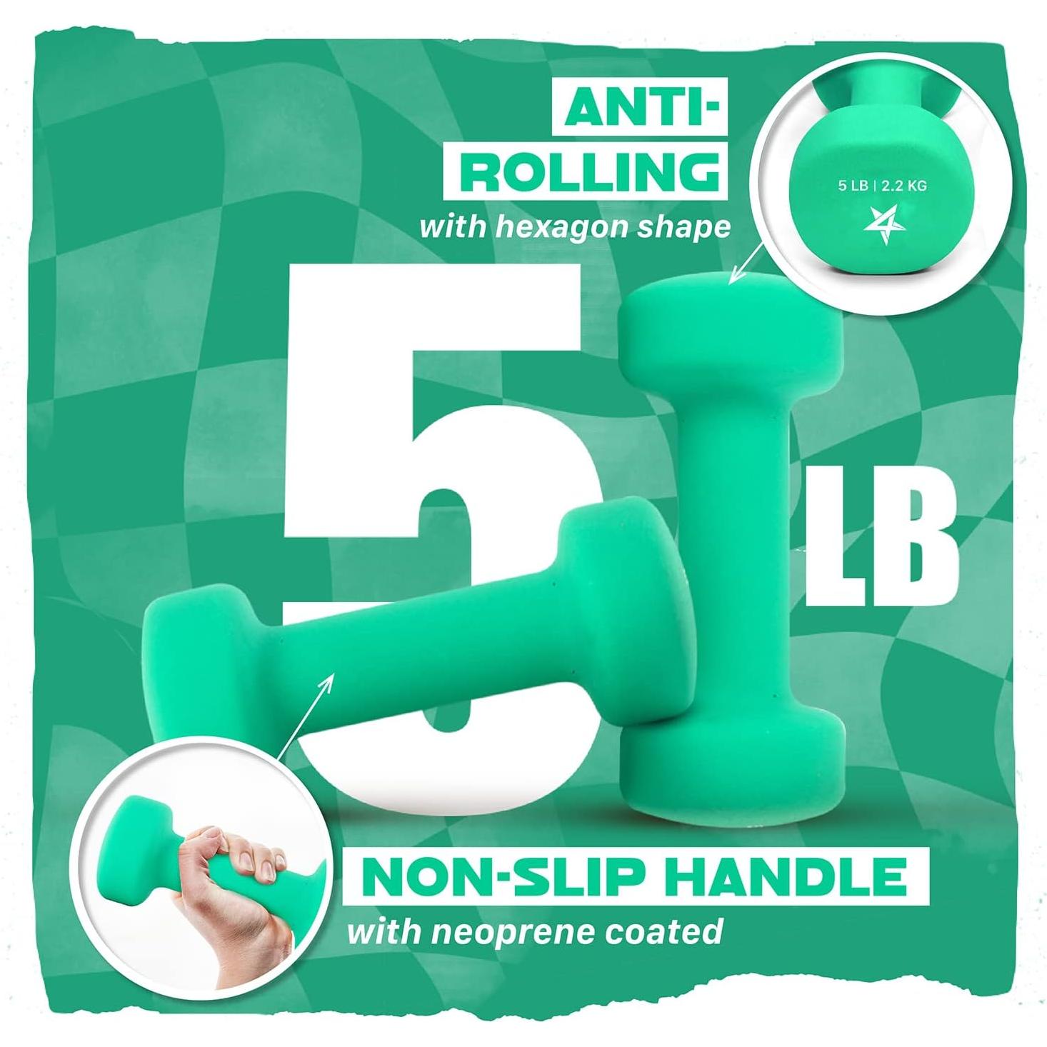 Pesas de Mano Neopreno Yes4All 2.27kg Par Antideslizantes