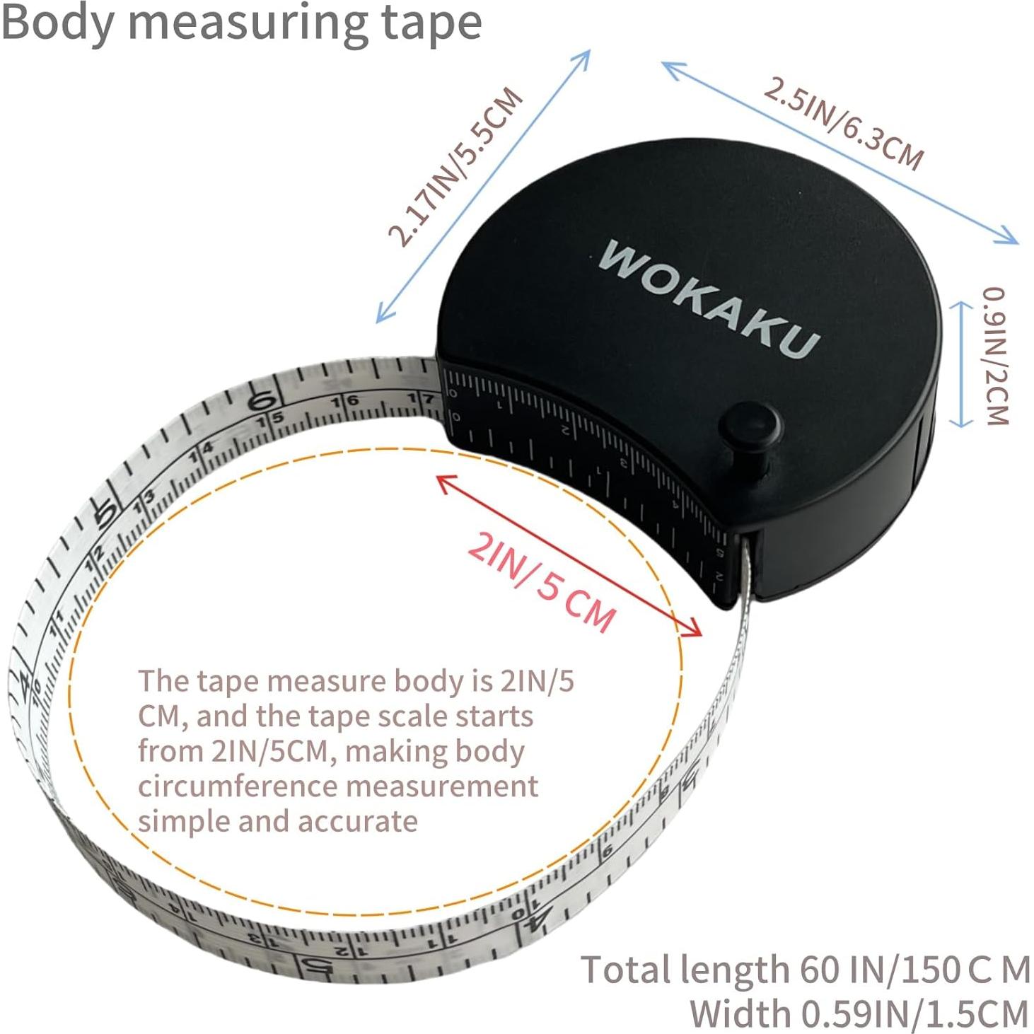 Cinta Métrica Wokaku 150cm Doble Escala con Pin de Bloqueo