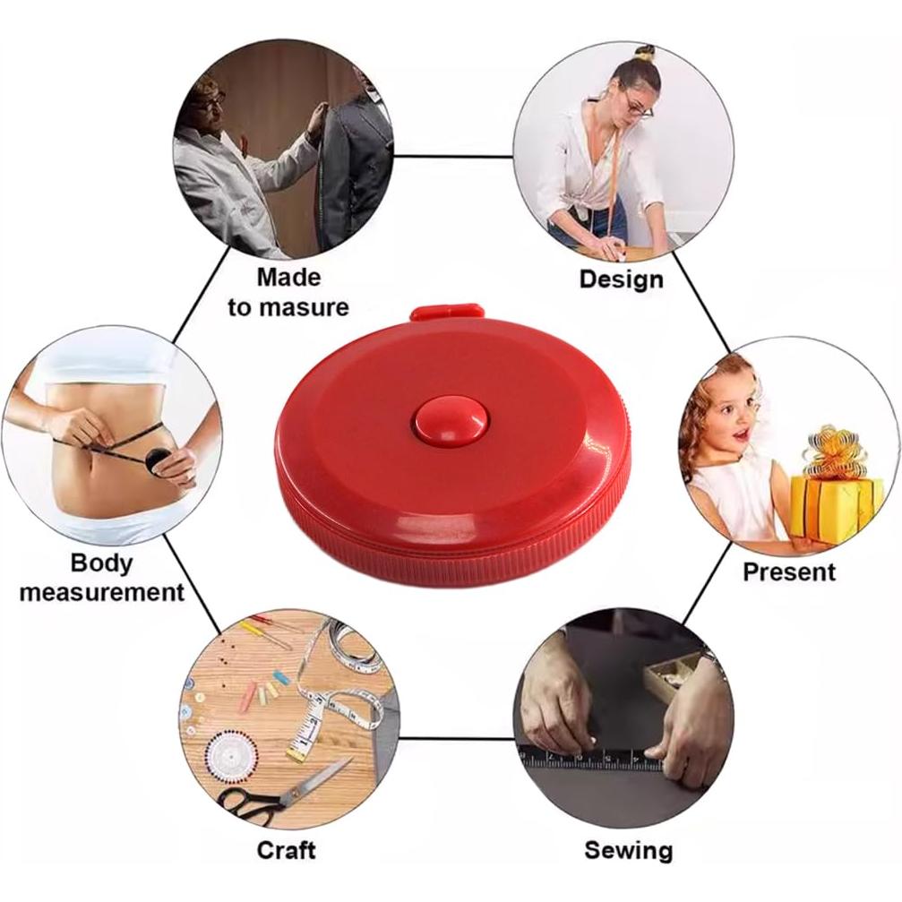 Cinta Métrica Retráctil de Tela HHKJ 150 cm Rojo