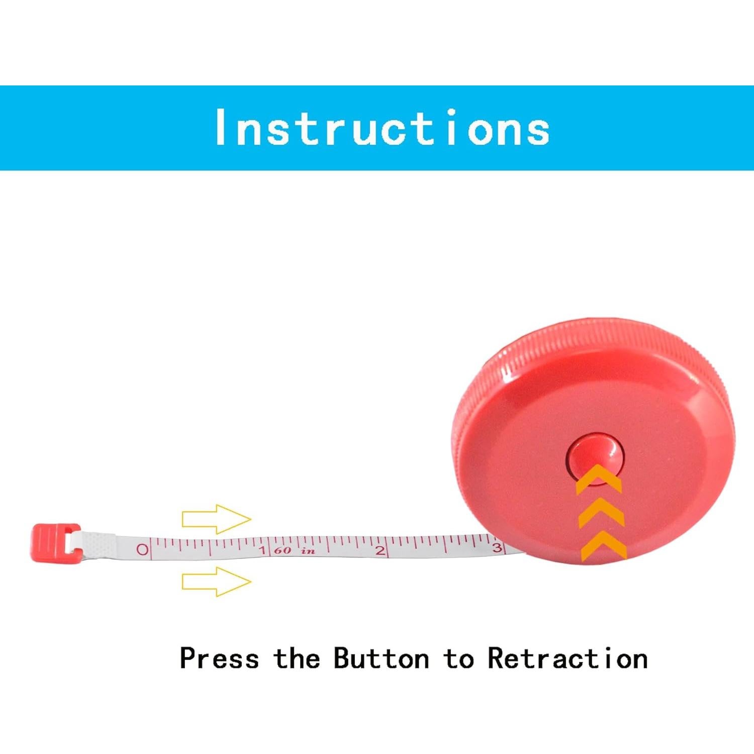 Cinta Métrica Retráctil de Tela HHKJ 150 cm Rojo