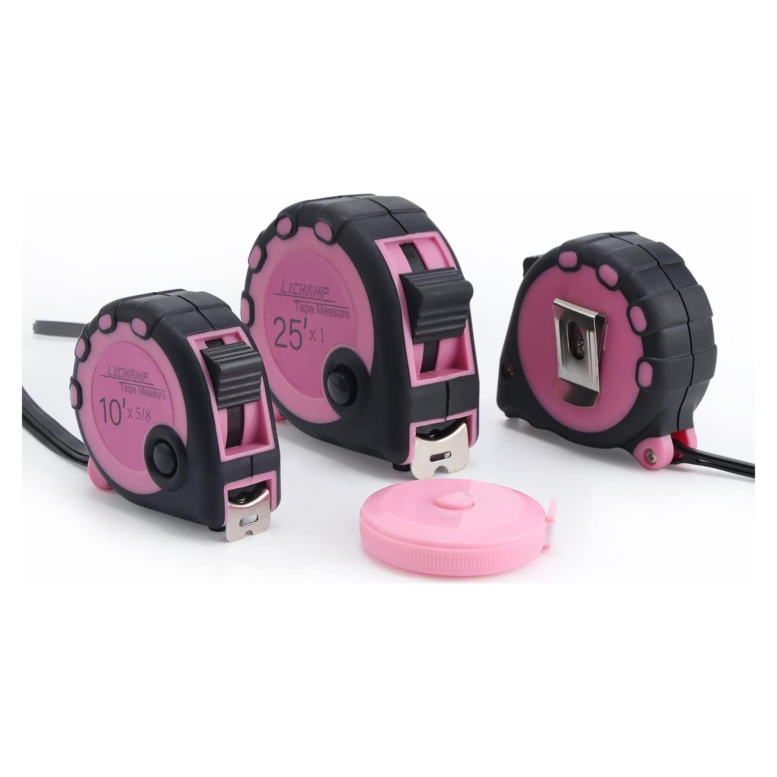 Cinta Métrica Rosa Lichamp 4 Piezas 3.05m 4.88m 7.62m