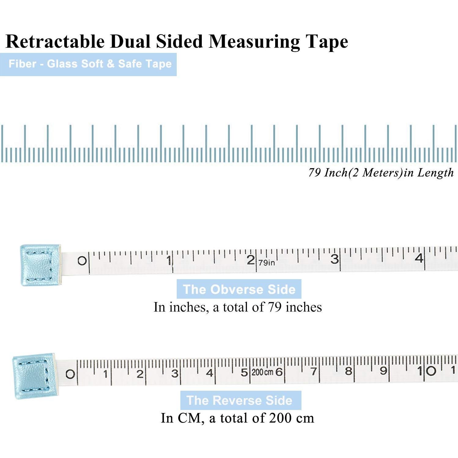 Paquete de 5 cintas métricas T-W-79 retráctiles 200cm y 150cm