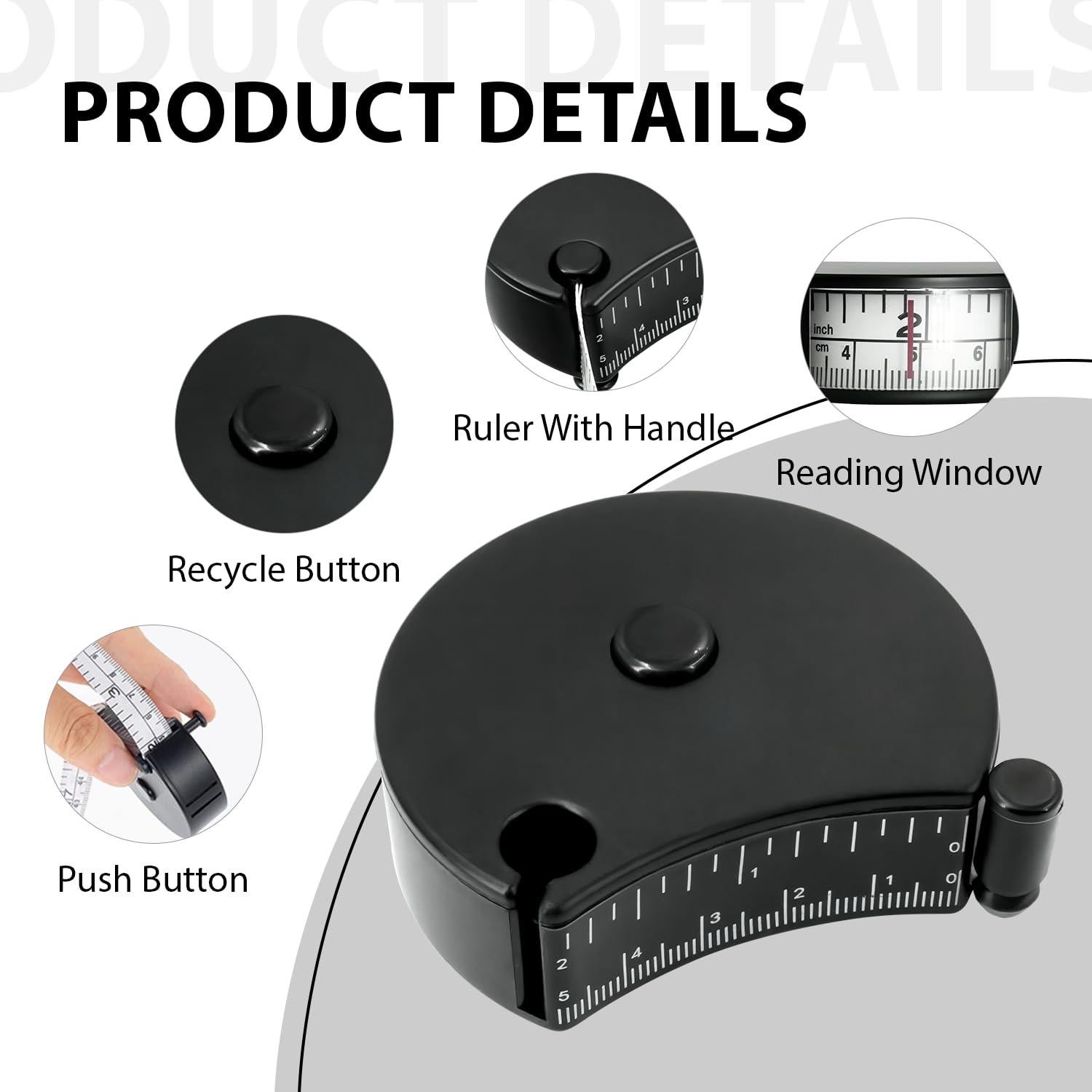 Cinta Métrica Retráctil Holyenten 150 cm Doble Escala Fitness