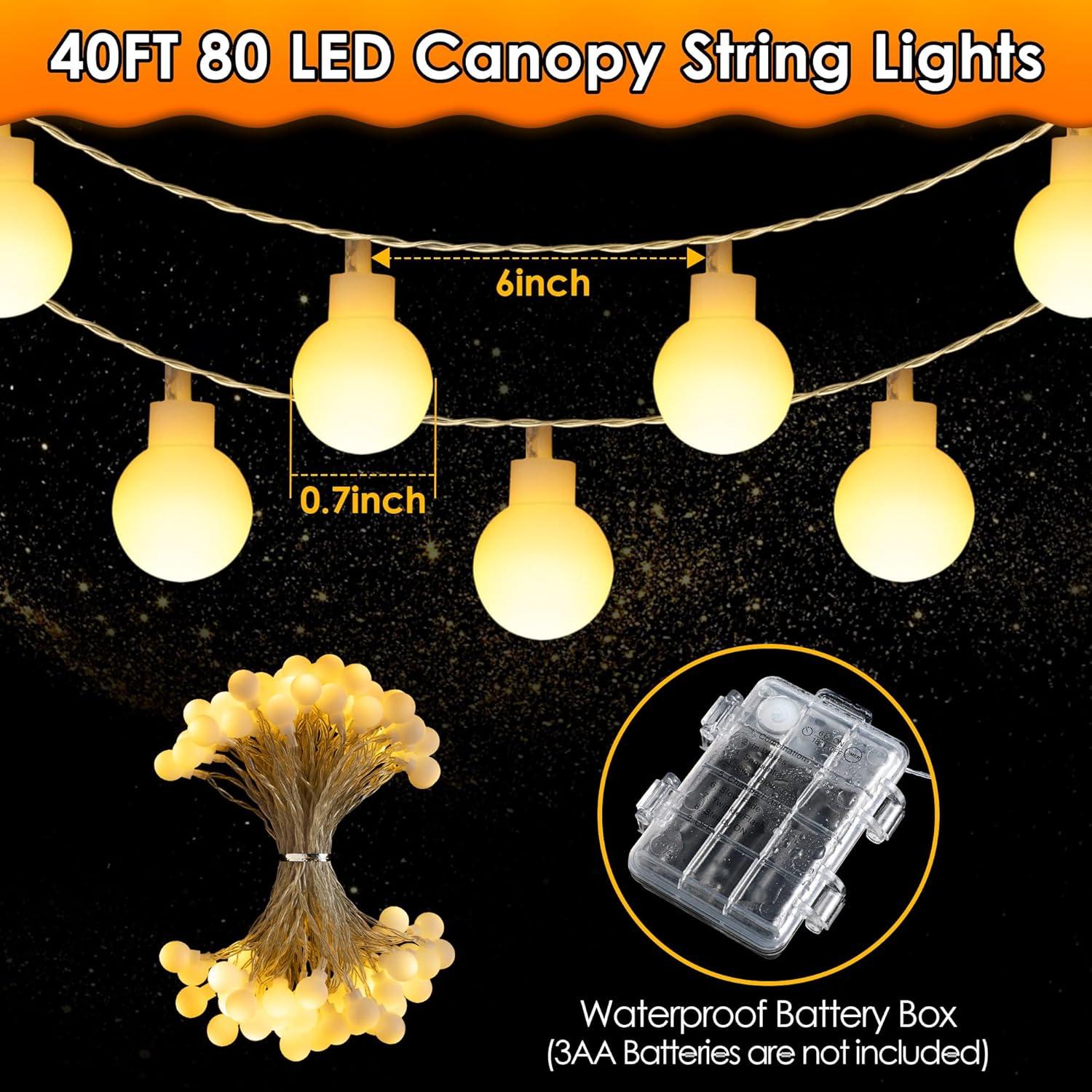 Luces de Canopy LED ElectricWise 12.19m 80 LEDs Cálidas