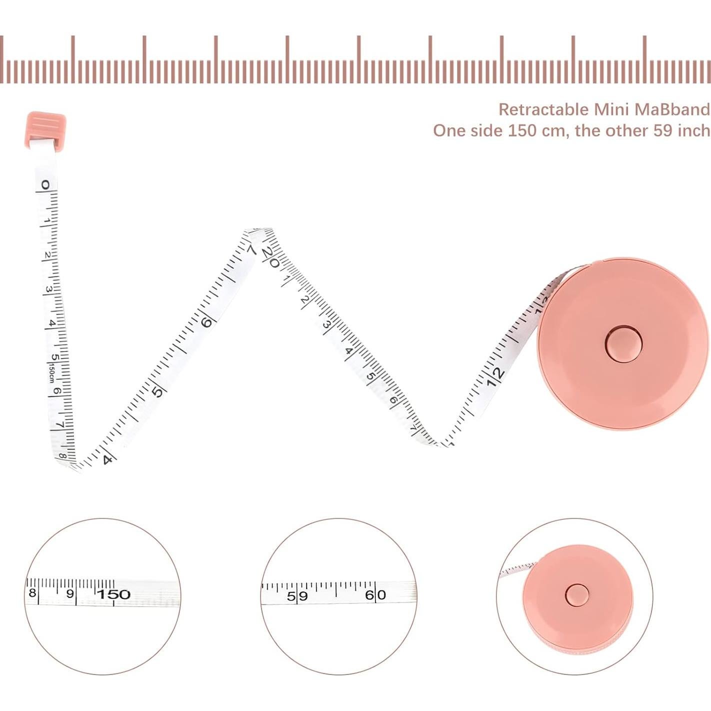 3 Piezas Cinta Métrica Retráctil 150 cm Fibra de Vidrio