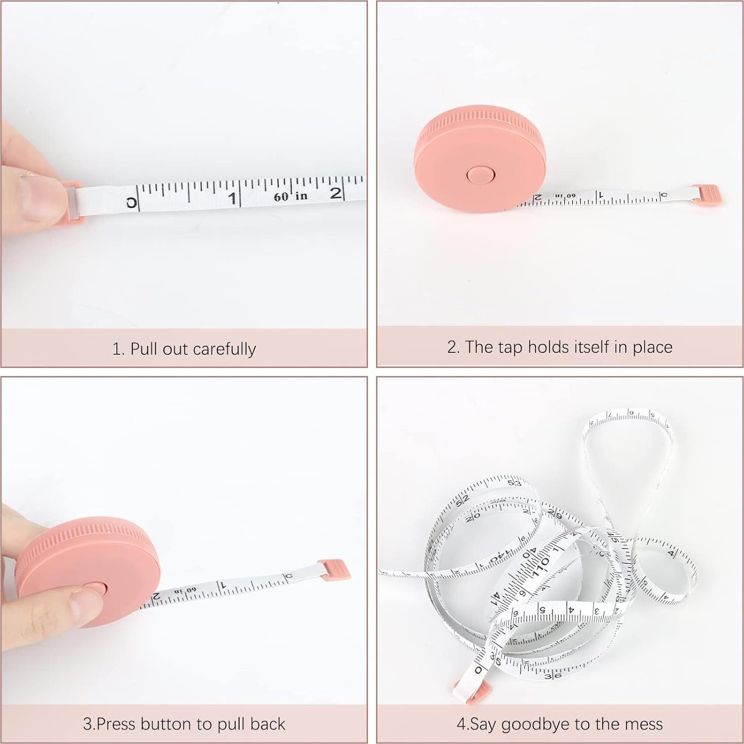 3 Piezas Cinta Métrica Retráctil 150 cm Fibra de Vidrio
