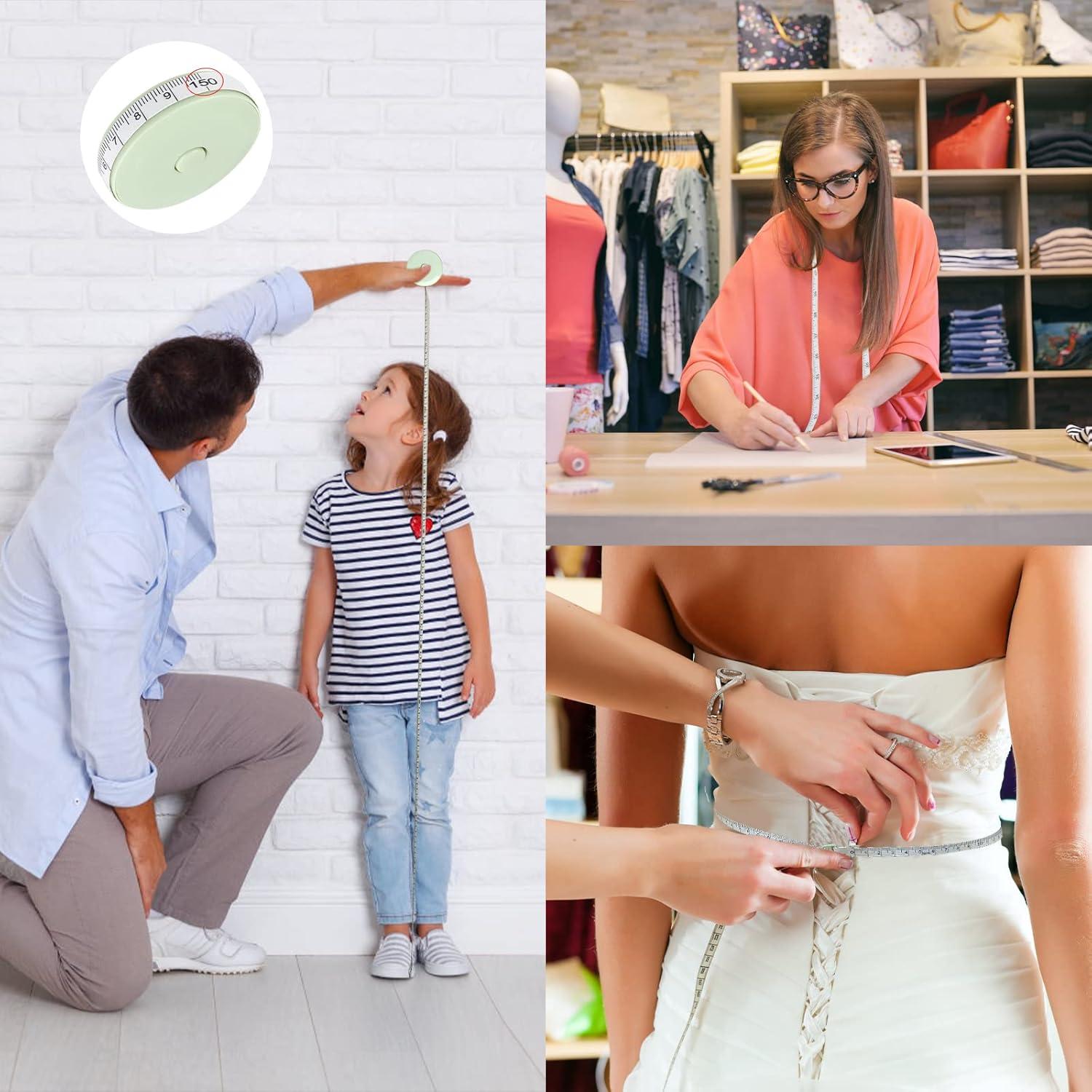 3 Piezas Cinta Métrica Retráctil 150 cm Fibra de Vidrio