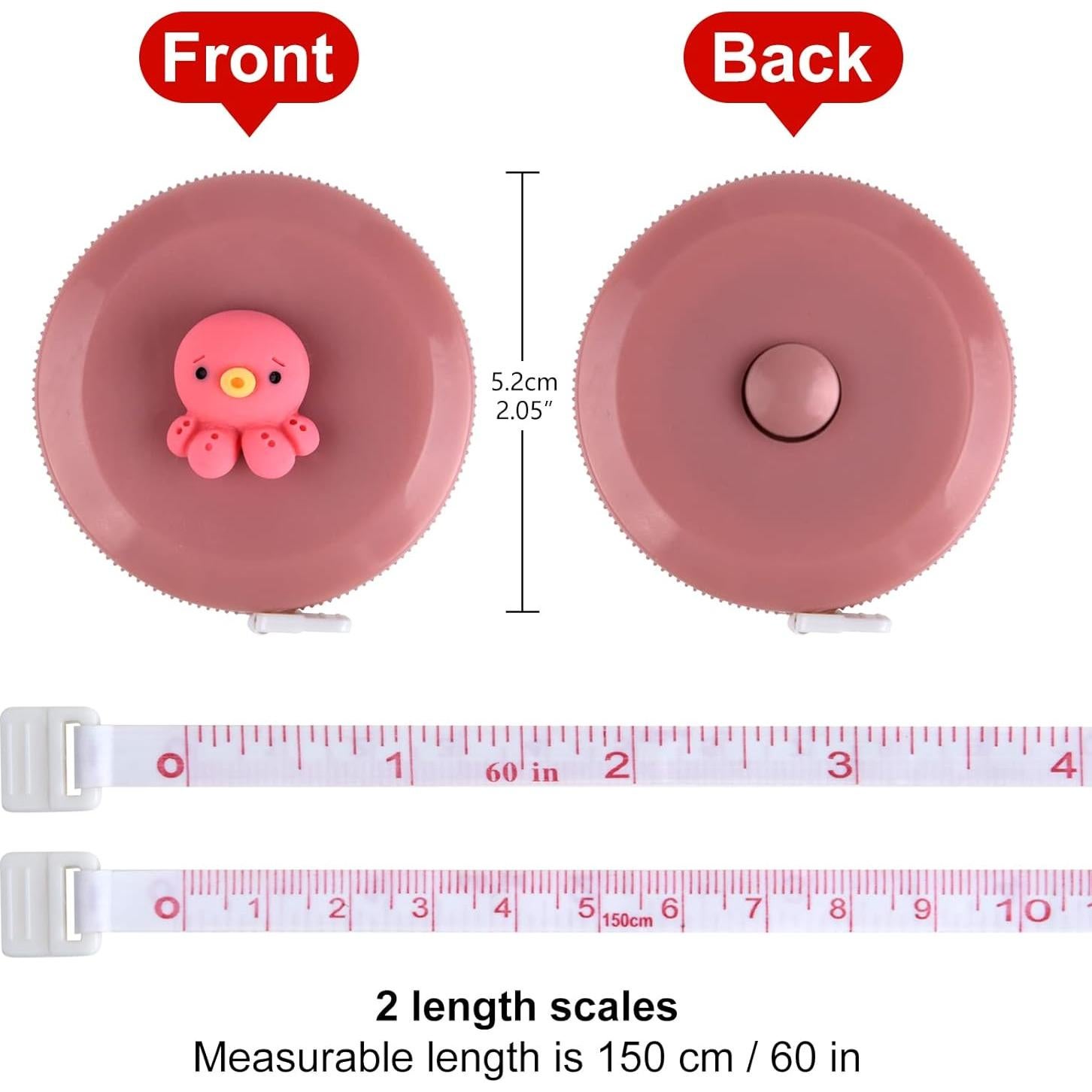 Cinta Métrica Retráctil ASTARON 4 Pcs 1.5 m para Sastrería