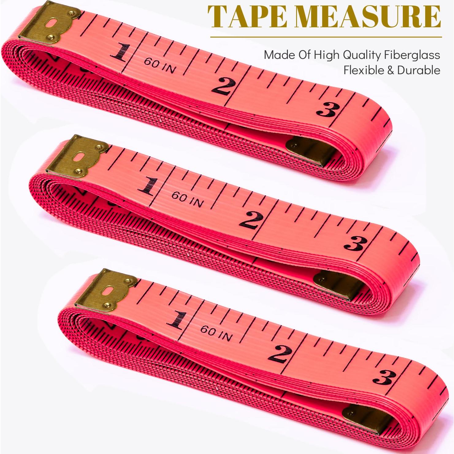 Cinta Métrica Doble Escala MYGBBKITDEC 150 cm Rosa 3 Paquete