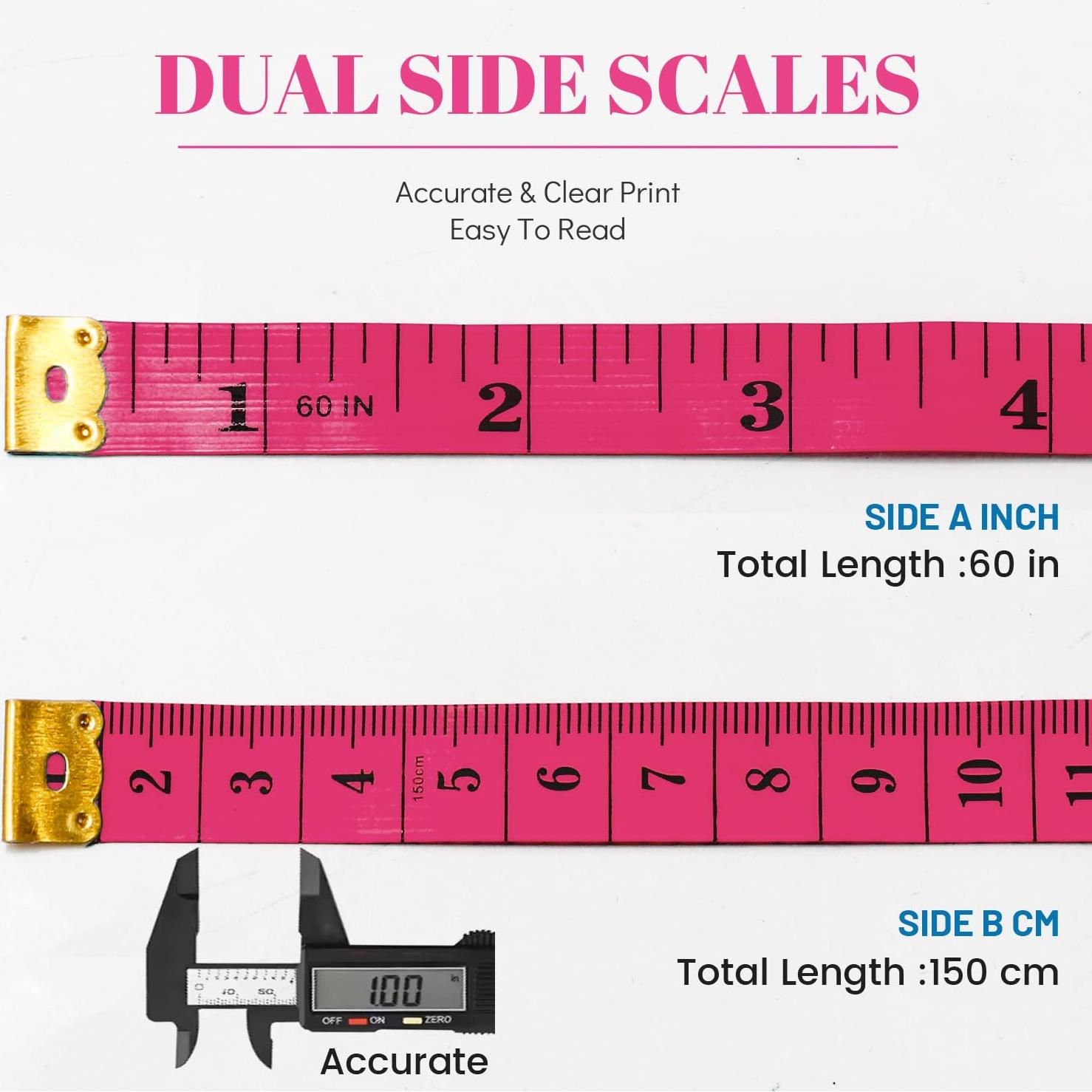 Cinta Métrica Doble Escala MYGBBKITDEC 150 cm Rosa 3 Paquete