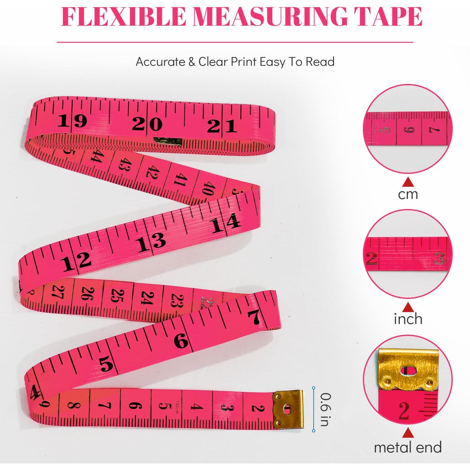 Cinta Métrica Doble Escala MYGBBKITDEC 150 cm Rosa 3 Paquete